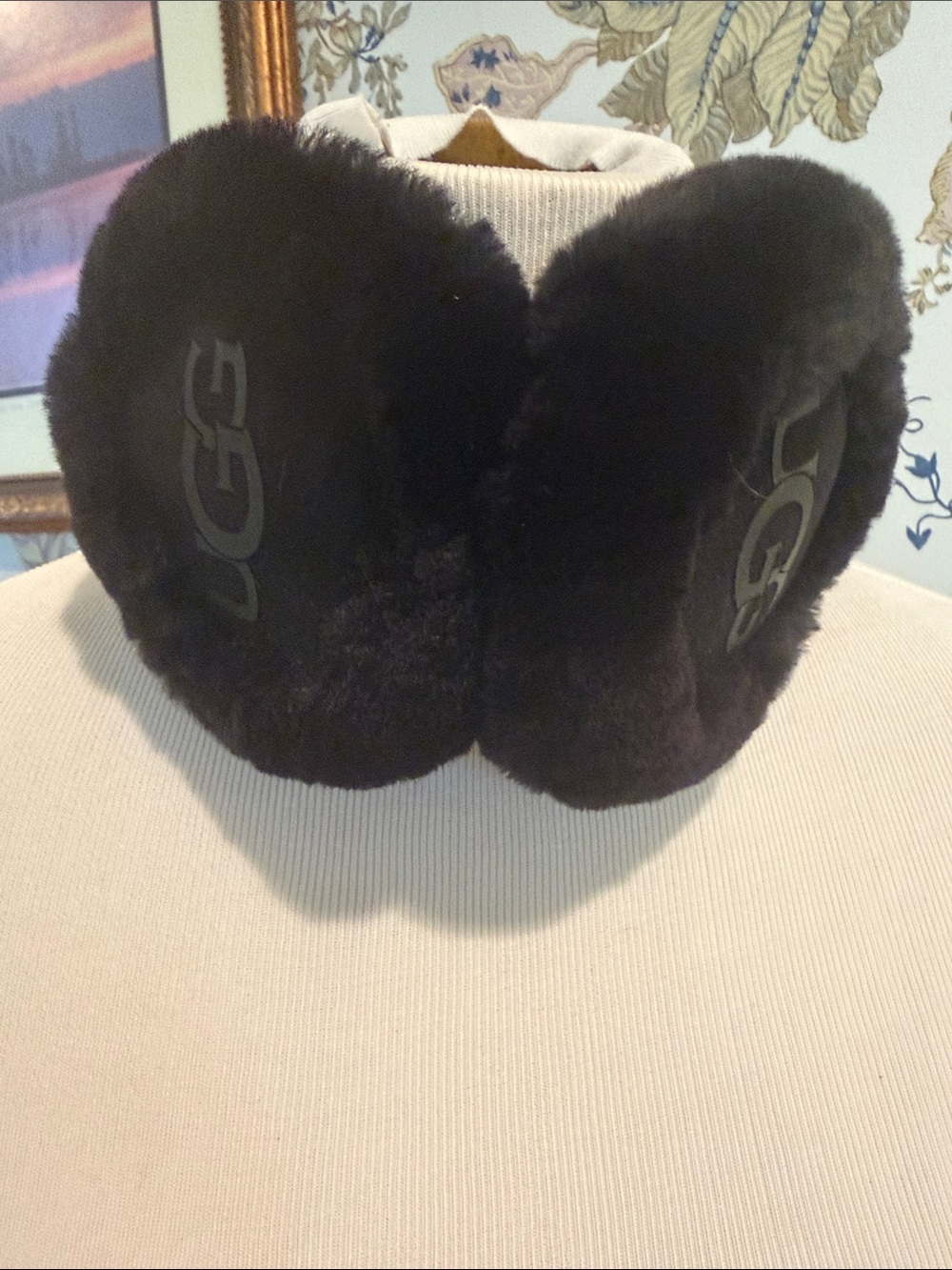 UGG Black Plush Shearling Earmuffs